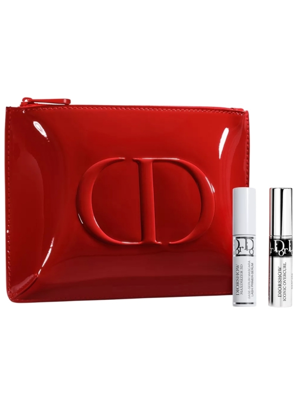 DIOR MINI ICONIC OVERCURL MASCARA & DIOR MAXIMIZER 3D PRIMER & RED CD LOGO POUCH
